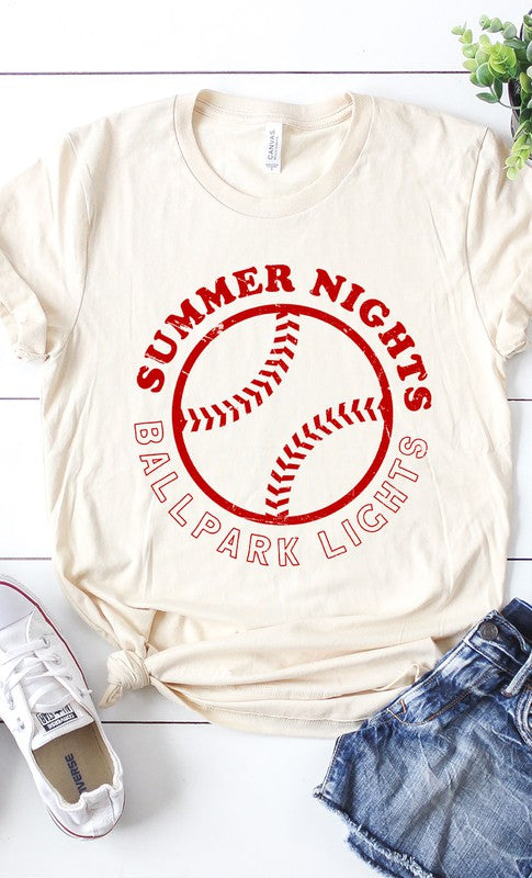 Summer Nights and Ballpark Lights Baseball Graphic