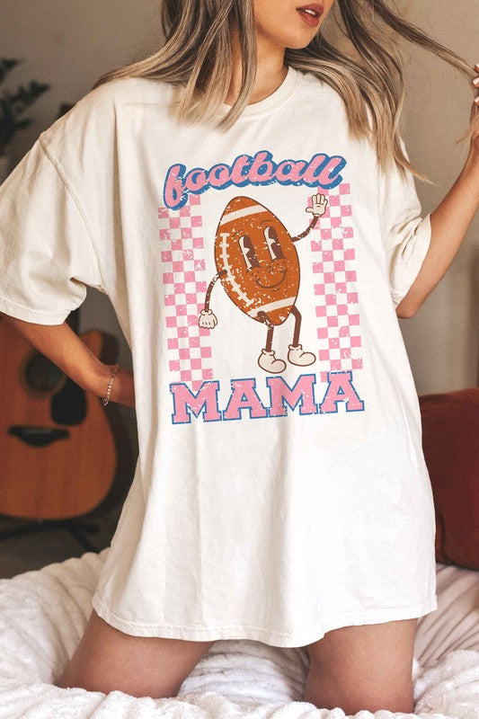 FOOTBALL MAMA HAPPY FACE GRAPHIC TEE