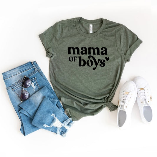 Mama Of Boys Heart Short Sleeve Graphic Tee