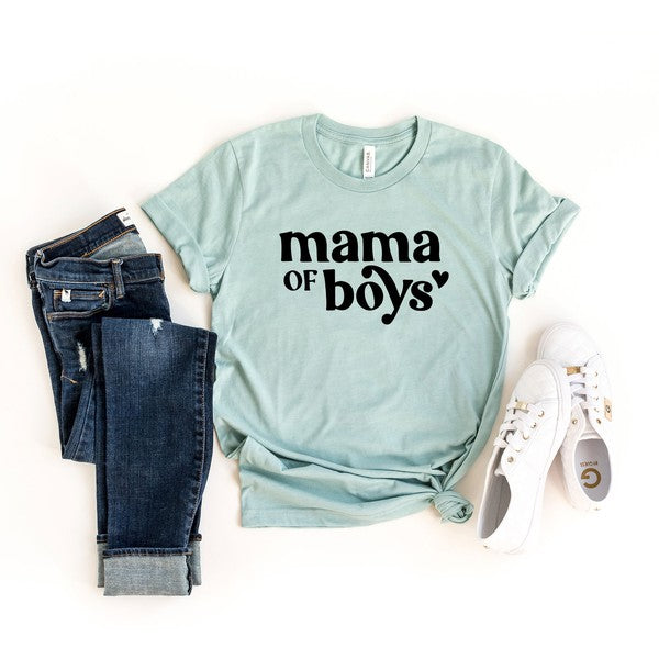 Mama Of Boys Heart Short Sleeve Graphic Tee