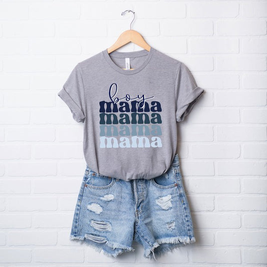 Boy Mama Stacked Colorful Short Sleeve Tee