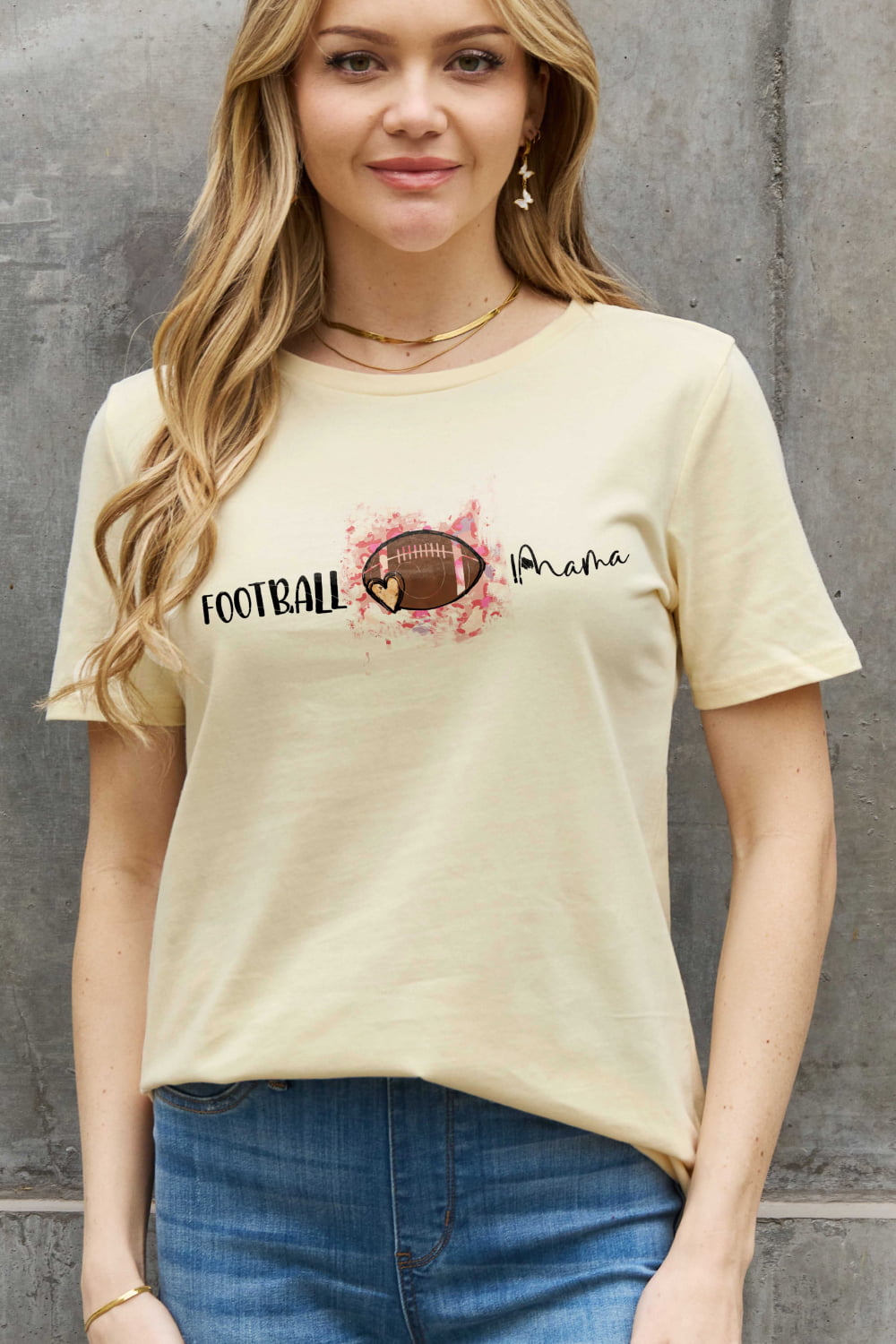 Simply Love Full Size FOOTBALL MAMA Graphic Cotton Tee