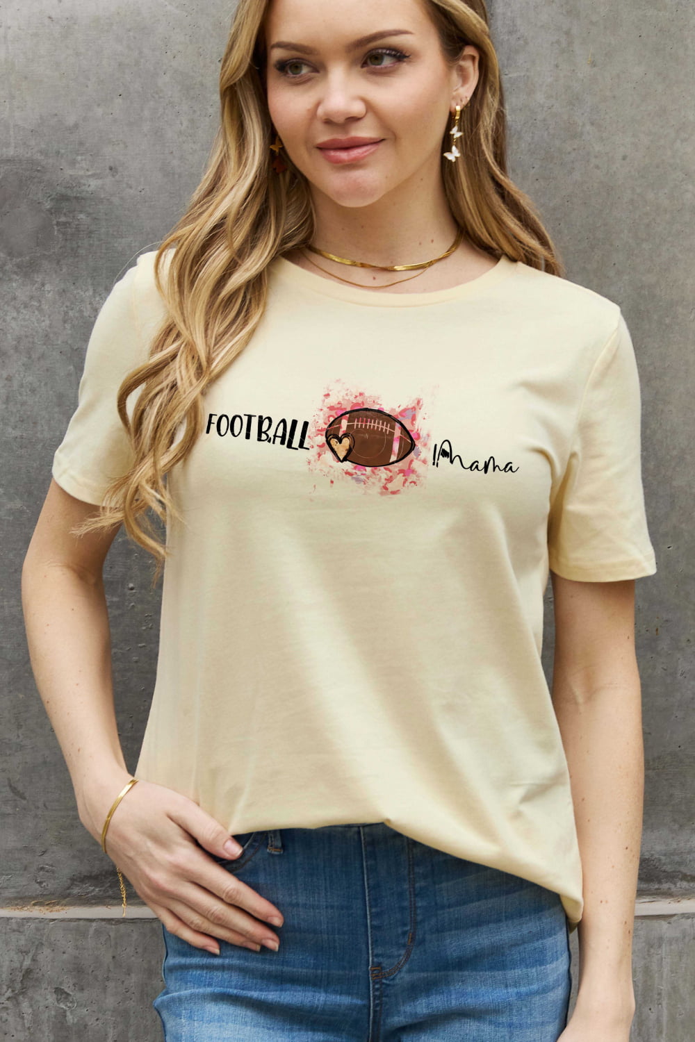 Simply Love Full Size FOOTBALL MAMA Graphic Cotton Tee